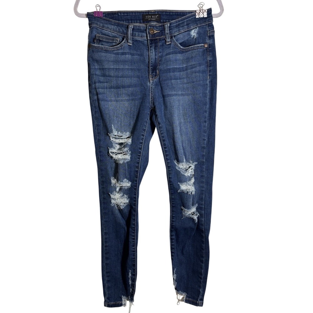 Judy Blue Darkwashed Skinny Fit Distressed Jeans Size 7/28